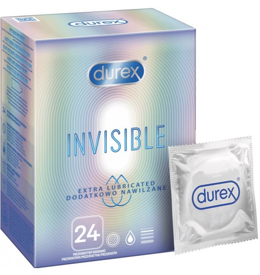 Prezerwatywy lateksowe dodatkowo nawilżone Durex Invisible Dodatkowo Nawilżane 24 szt.