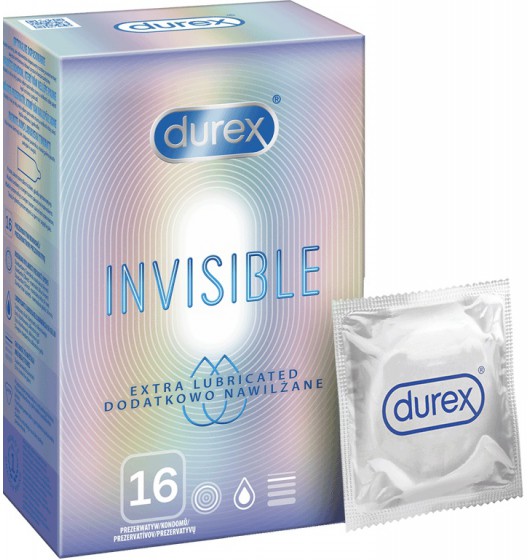 Prezerwatywy lateksowe dodatkowo nawilżone Durex Invisible Dodatkowo Nawilżane 16 szt.