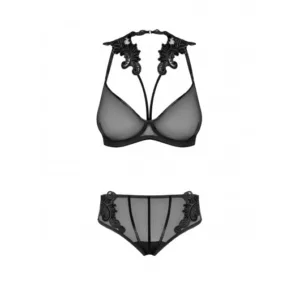 Komplet Noir Handmade Petitenoir Tulle BPetitenoir Set out of plunge underwired bra with embroidery and briefody Ouvert S