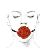 Knebel w kształcie róży ZALO & UPKO Doll Series Rose Ball Gag Black Straps
