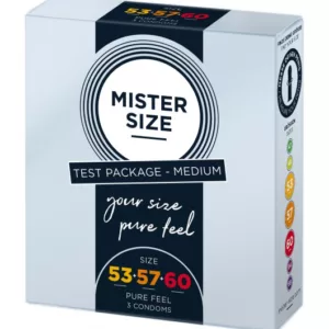Zestaw 3 prezerwatyw o różnej średnicy Mister.Size Testbox 53-57-60 3 szt.