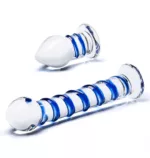 Zestaw szklane dildo i szklana zatyczka Glas Double Penetration Glass Swirly Dildo & Butt Plug Set 2 pcs