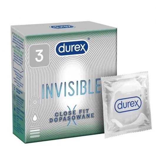 Dopasowane ultracienkie prezerwatywy Durex Invisible Close Fit 3 szt.