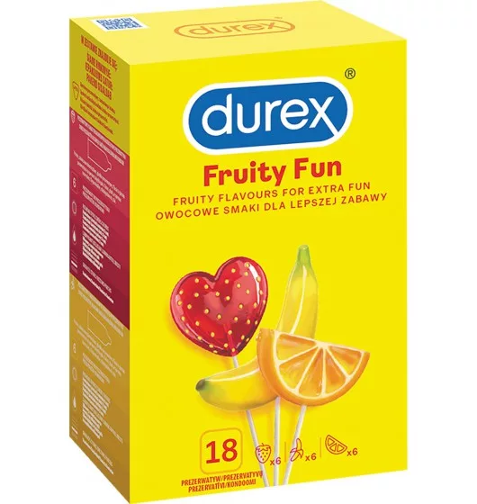 Owocowe prezerwatywy smakowe Durex Fruity Fun 18 szt