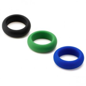 Zestaw trzech rozciągliwych silikonowych pierścieni erekcyjnych Je Joue Silicone Cock Ring Trio - All 3 Stretch Levels