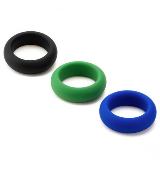 Zestaw trzech rozciągliwych silikonowych pierścieni erekcyjnych Je Joue Silicone Cock Ring Trio - All 3 Stretch Levels
